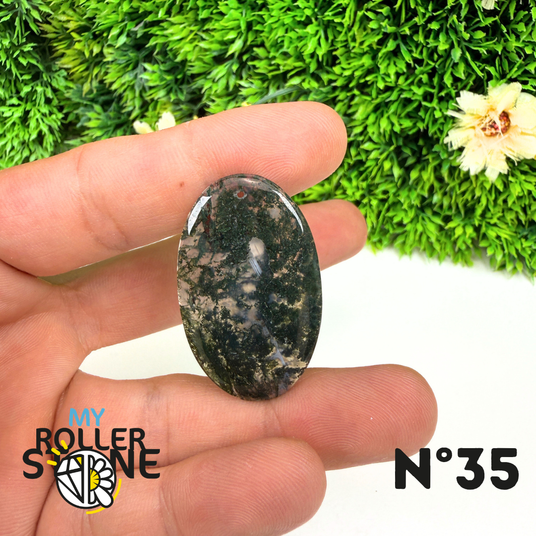 Pendentif Percé Agate Mousse Naturelle 5A