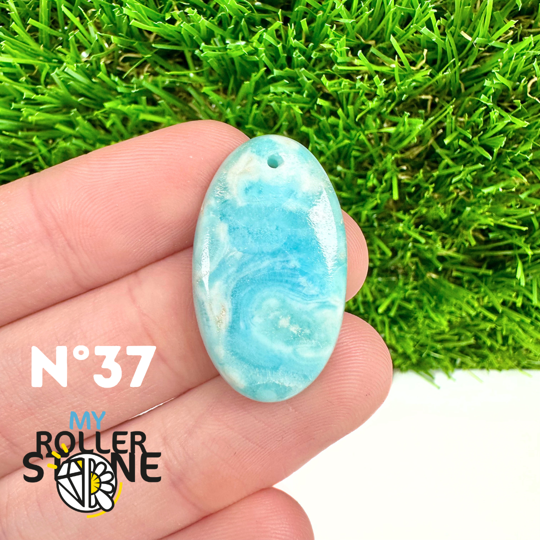 Pendentif Percé Calcite Cambrienne Bleue 5A