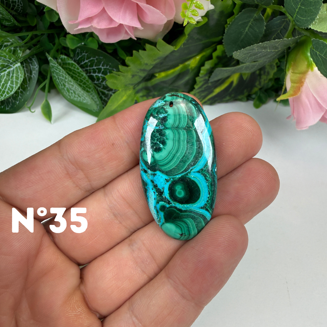 Pendentif Malachite Chrysocolle Percé 5A