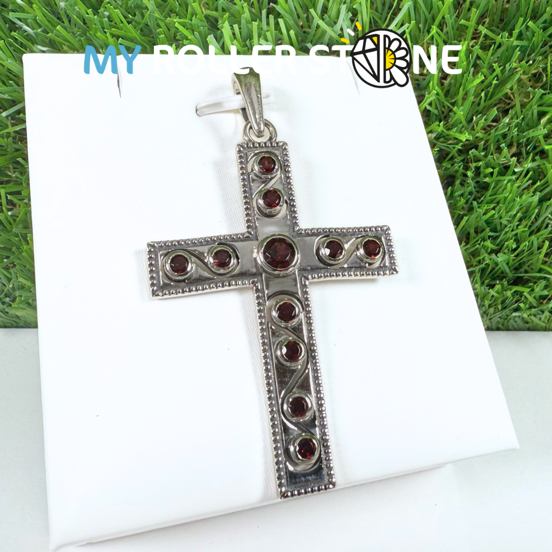 Pendentif Croix des Catalans Cabochon Citrine