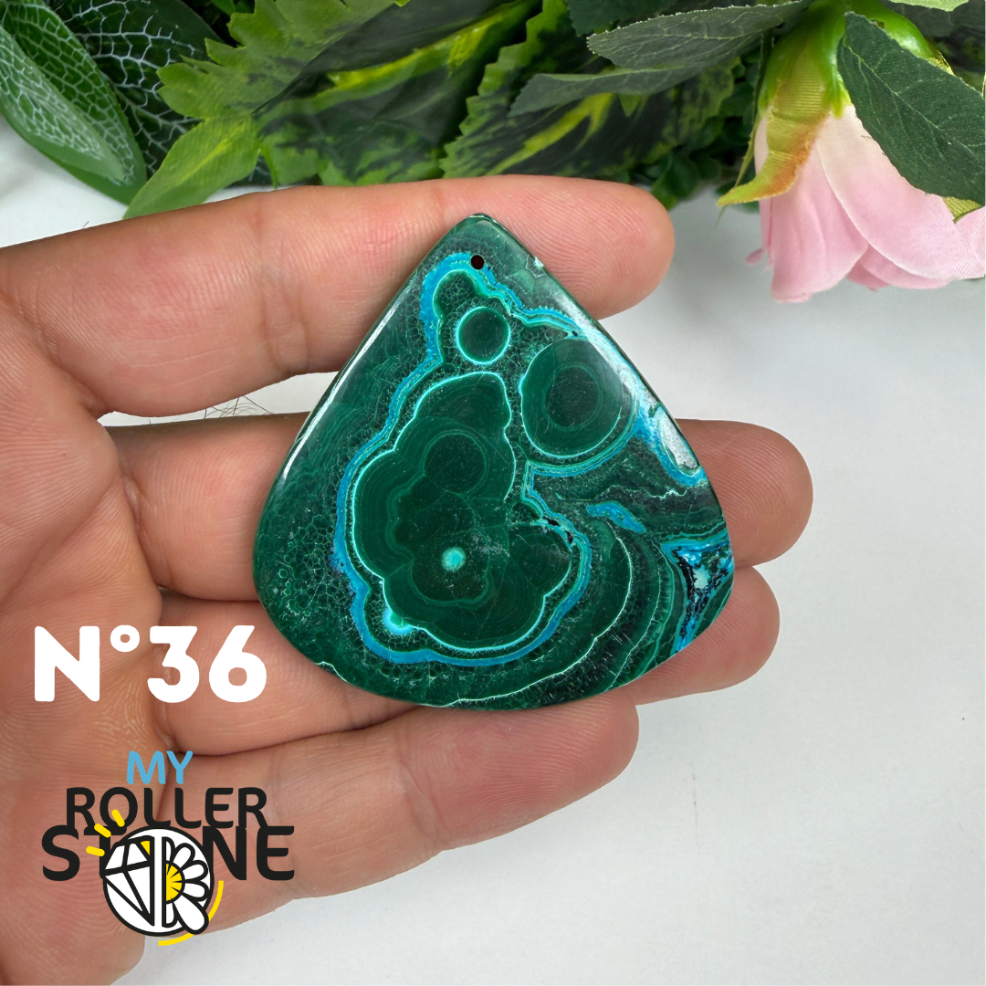 Pendentif Malachite Chrysocolle Percé 5A