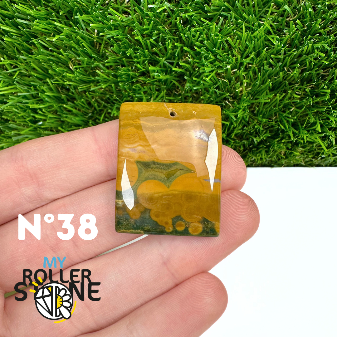 Pendentif Percé Jaspe Océan 5A