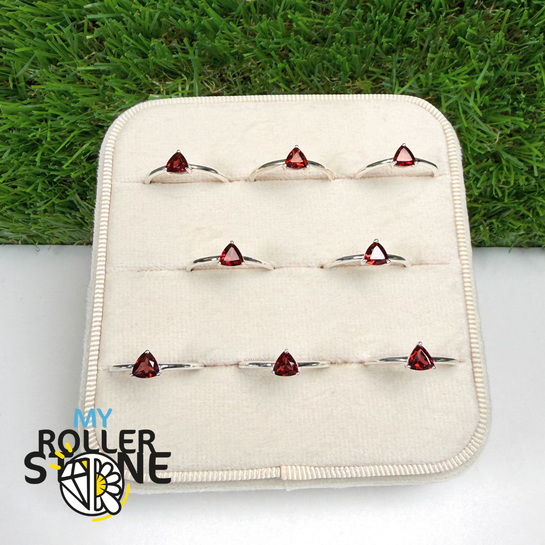 Bague Solitaire Grenat facettée Trillon (4 tailles)