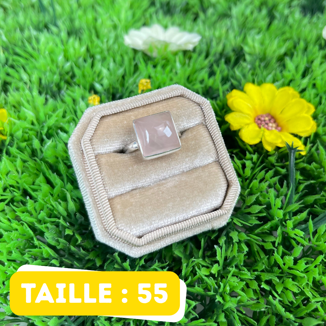 Bague Argent en Quartz rose #138