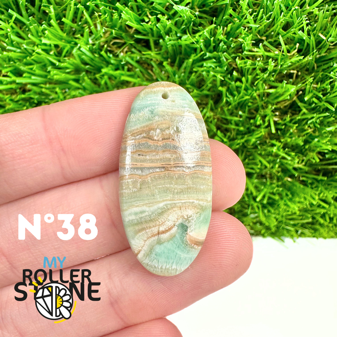 Pendentif Percé Calcite Cambrienne Bleue 5A