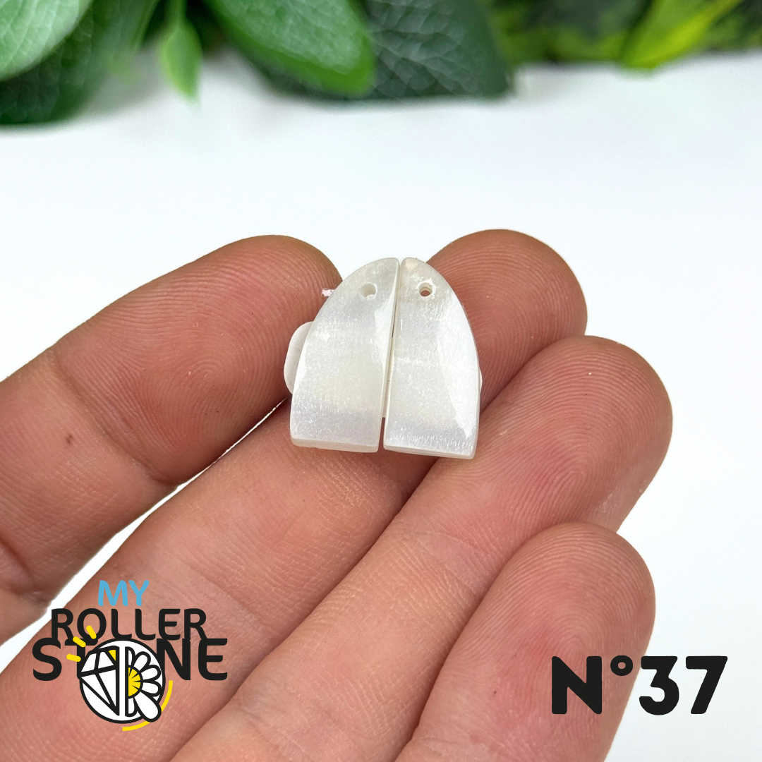 Paire de Cabochon percé en Pierre de lune D'Inde pour Boucles d'oreilles