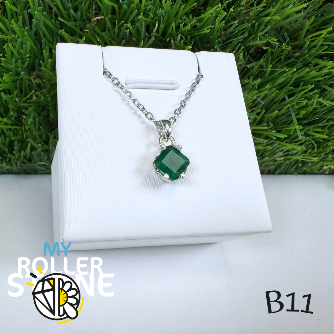 Pendentif Émeraude et Argent 925 B11