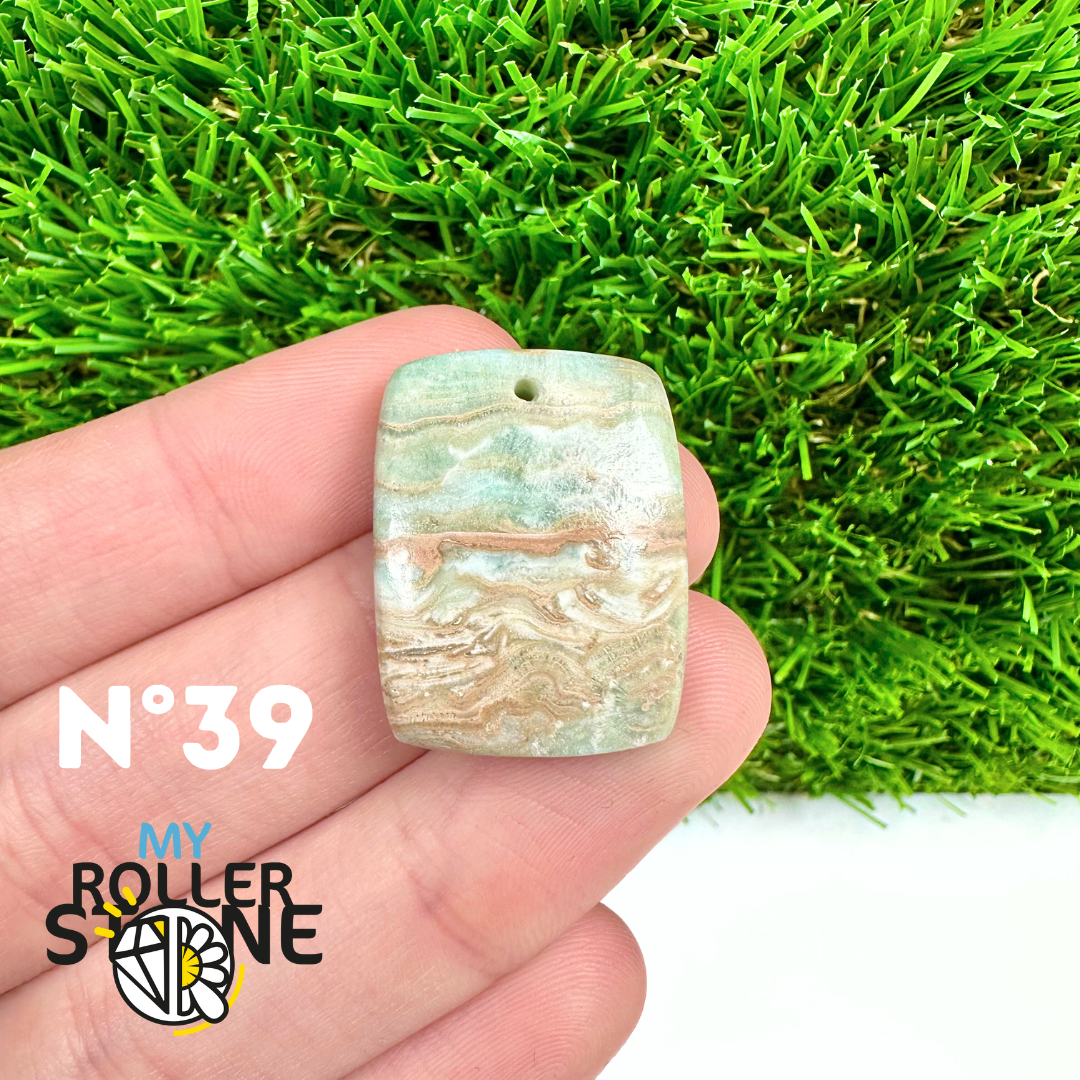 Pendentif Percé Calcite Cambrienne Bleue 5A