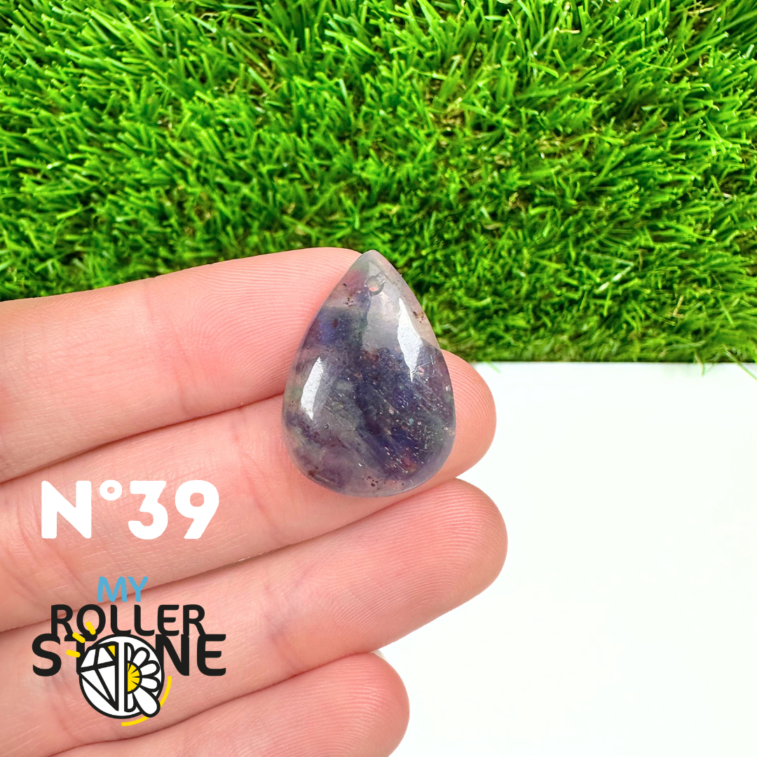 Pendentif Percé Iolite et Pierre de Soleil 5A