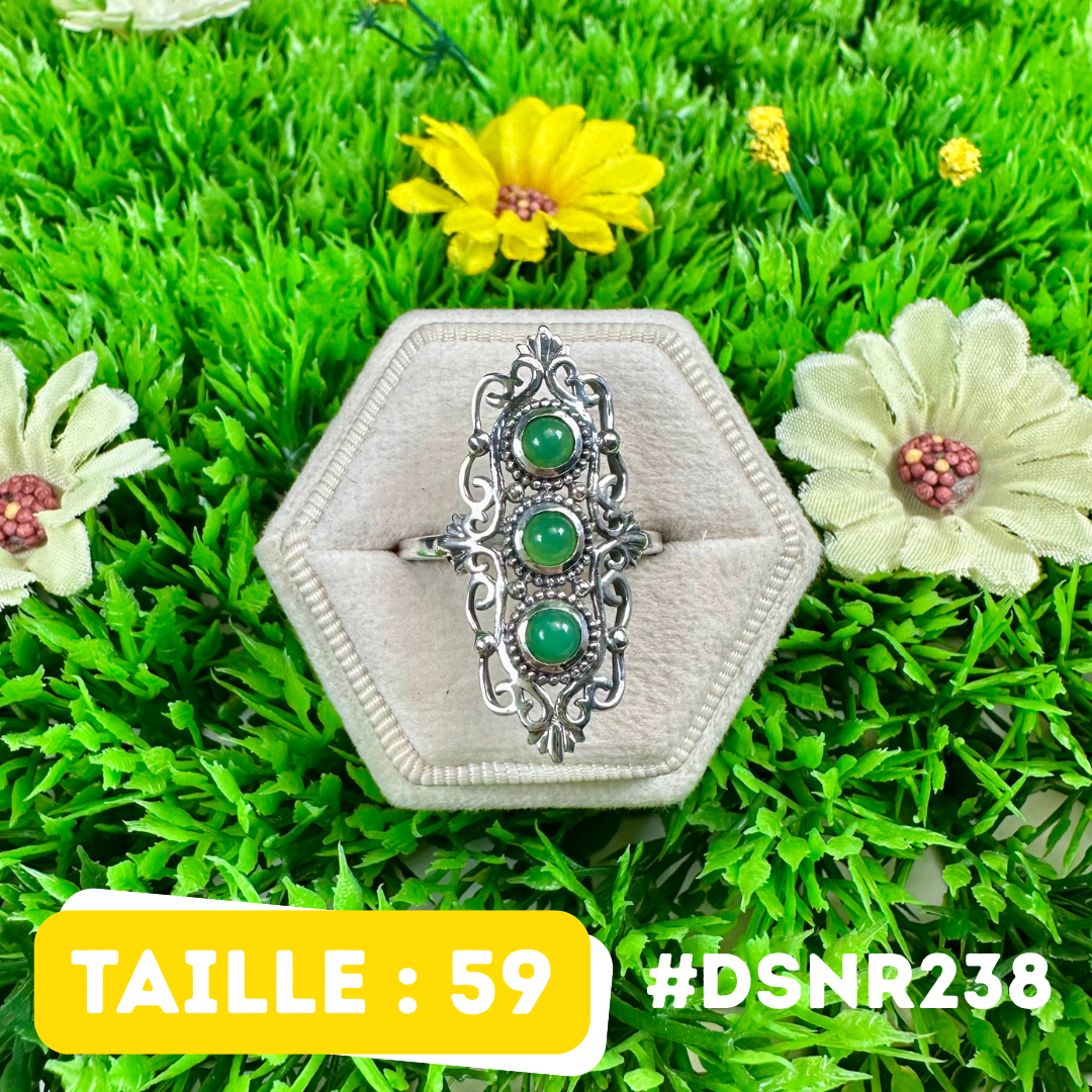 Bague Design Trio Chrysoprase en Argent 925 #DSNR238