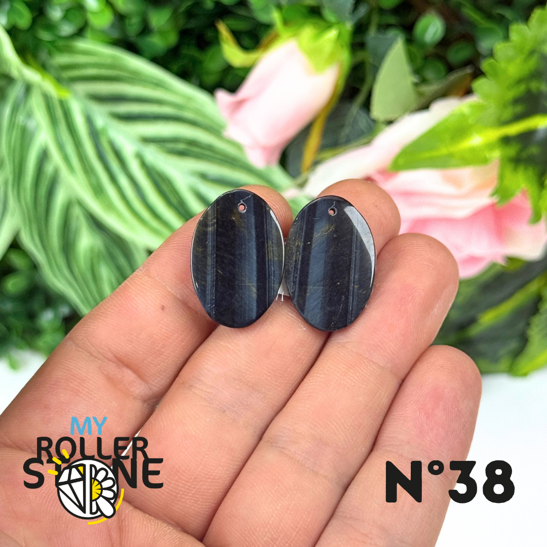 Paire de Cabochon percé en Oeil de Faucon pour Boucles d'oreilles