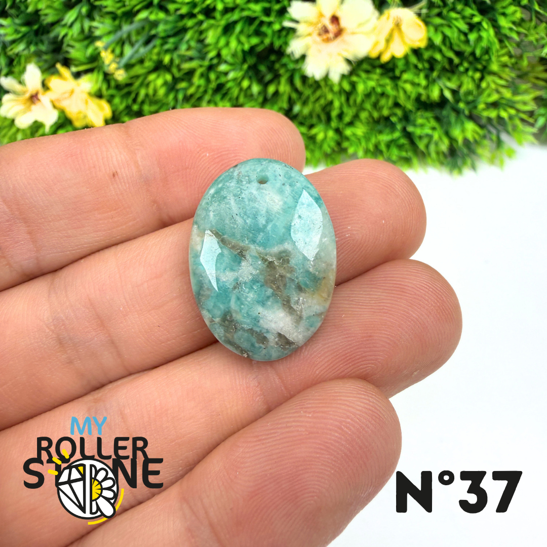 Pendentif Percé Amazonite et Quartz Fumé (Rare)