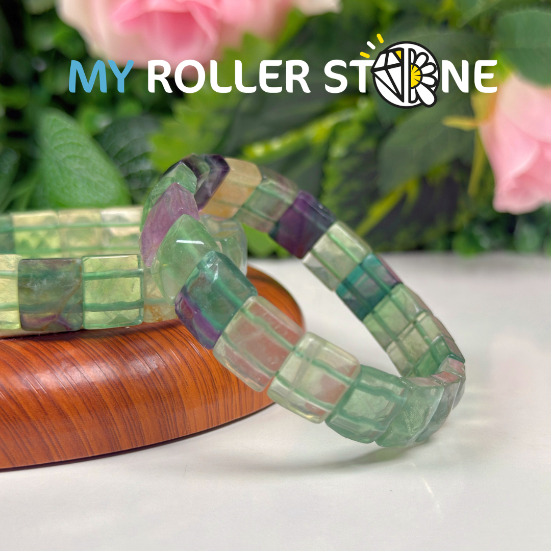 Bracelet Manchette en Fluorite Arc-en-Ciel