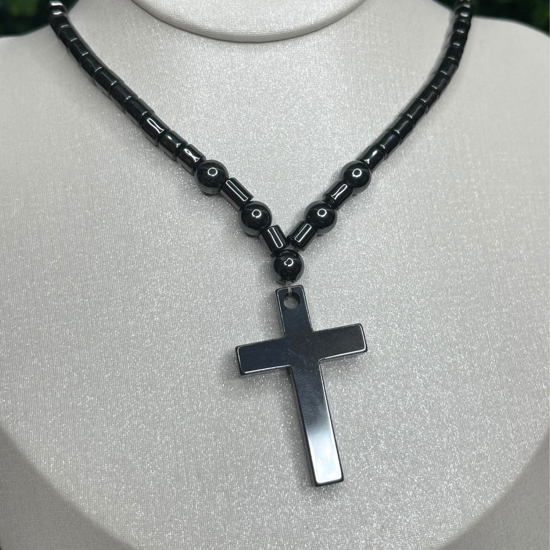 Collier Hématite Croix