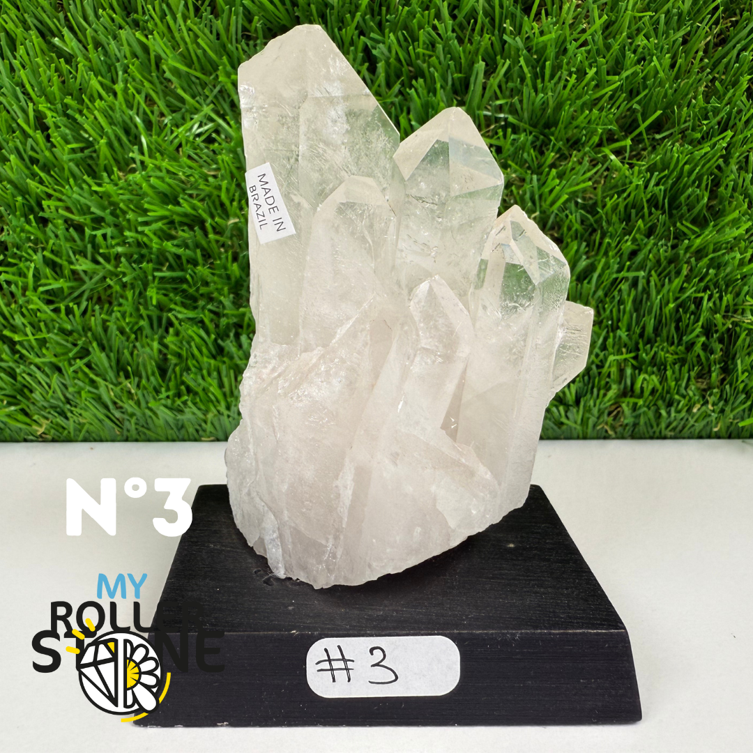 Cristal de roche sur support bois