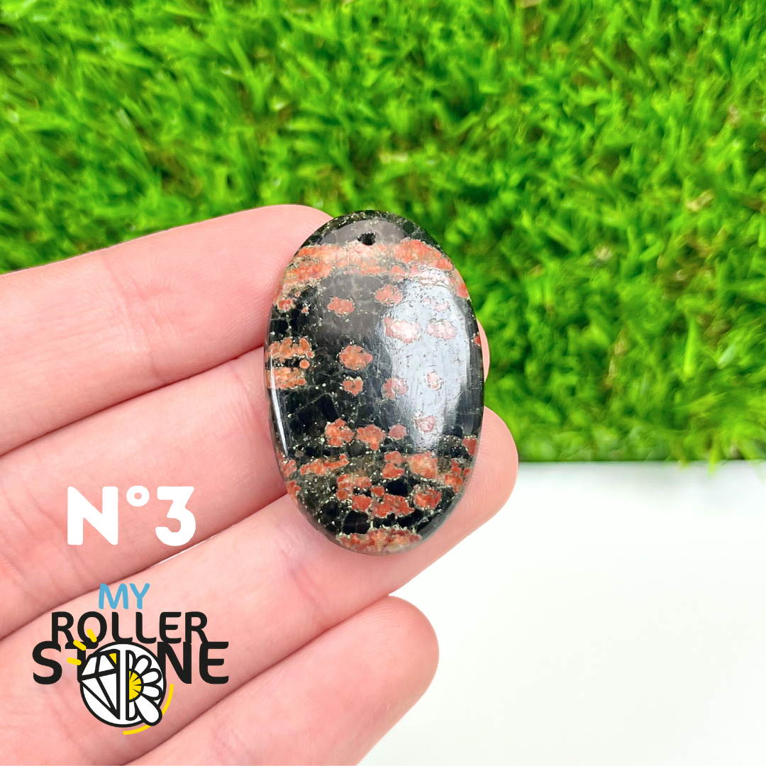 Pendentif Obsidienne Fleurie percé