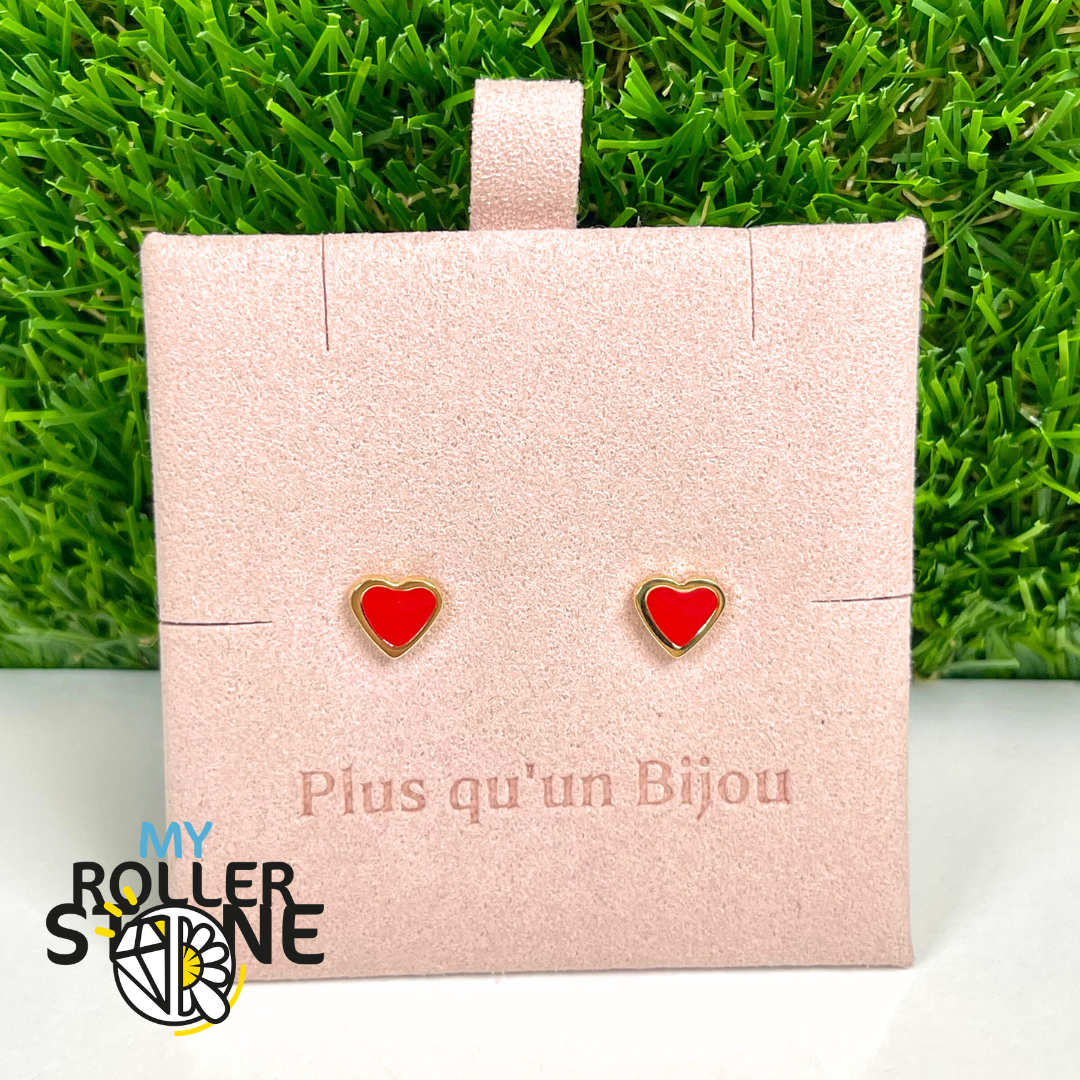 Boucles d’Oreilles Puces Coeur en Acier Inoxydable