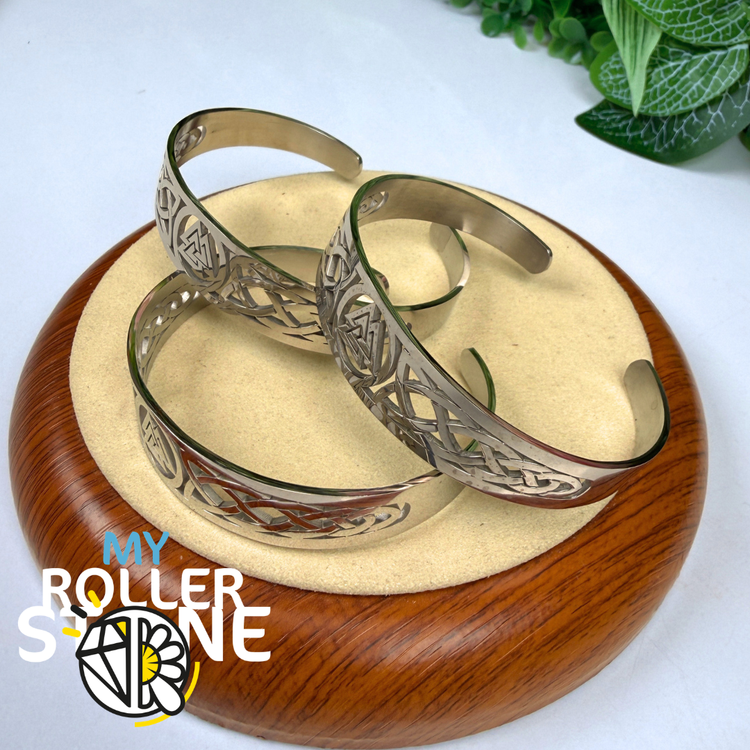 Bracelet Manchette Viking Valknut Argenté