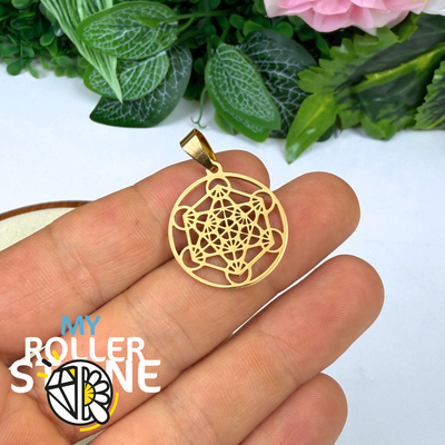 Pendentif Métatron acier Doré