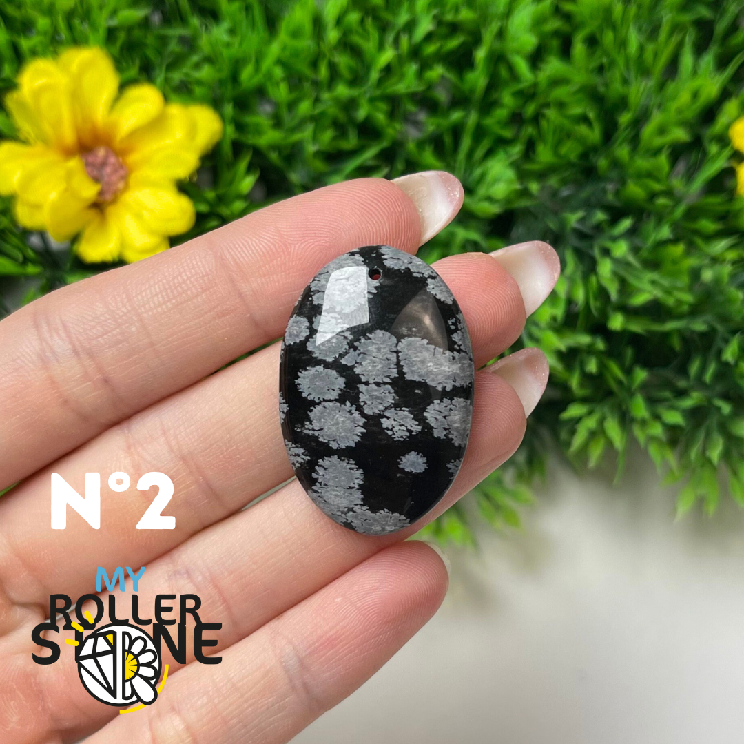 Pendentif Obsidienne flocon de neige 5A percé