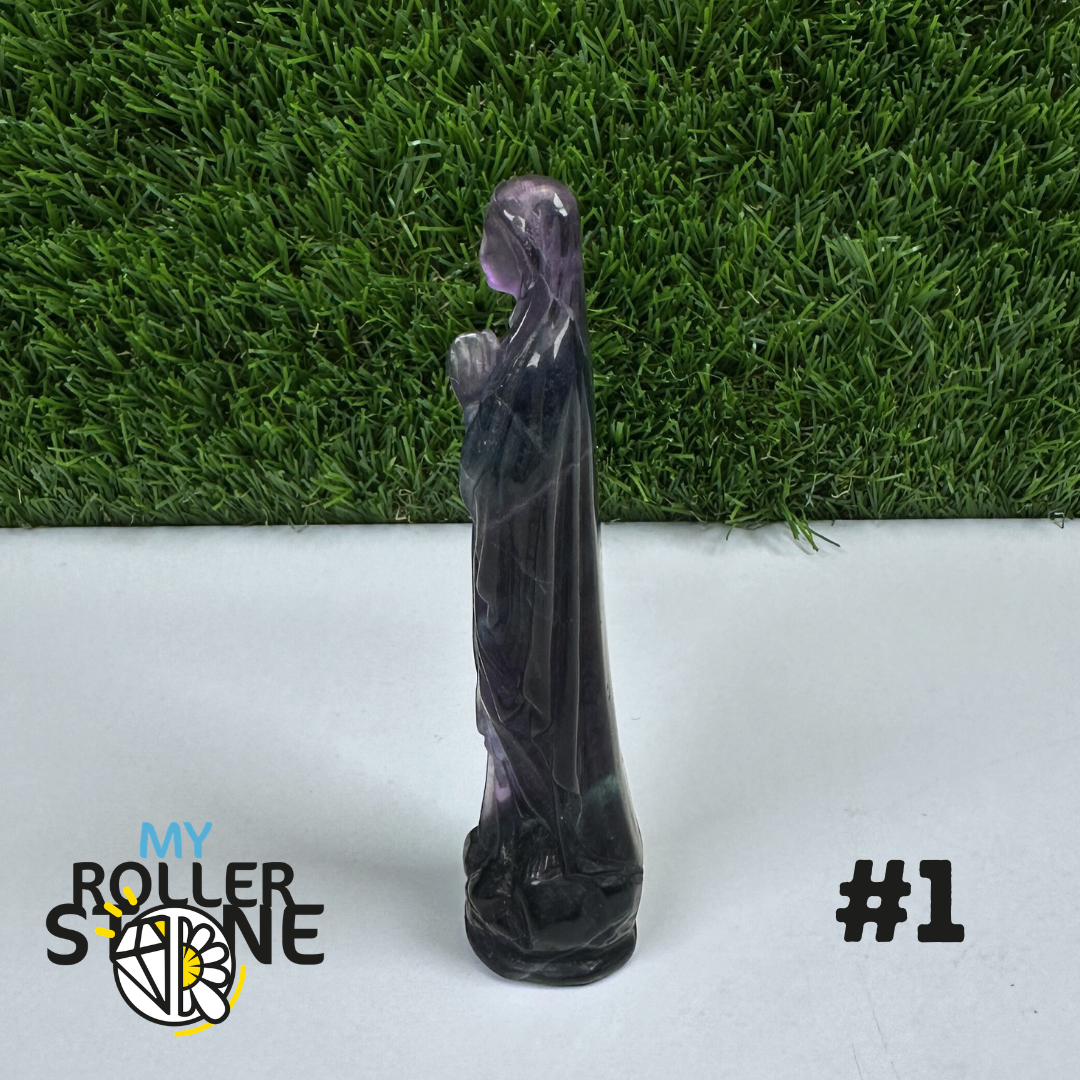 Statuette Vierge Marie en Fluorite Arc-en-Ciel