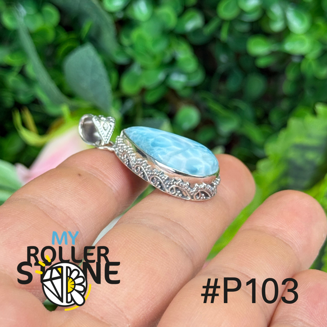 Pendentif argent larimar #P103