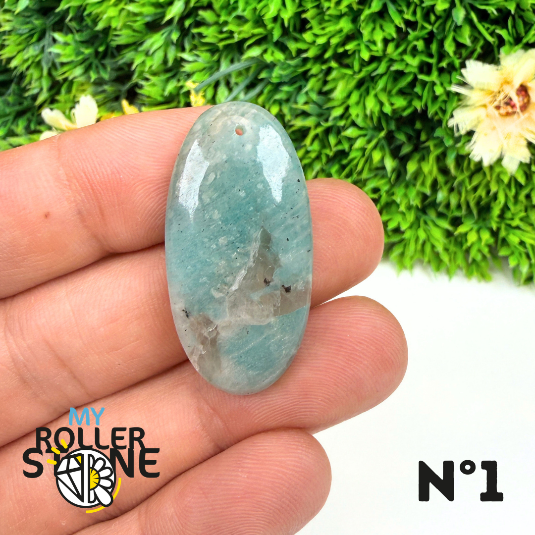 Pendentif Percé Amazonite et Quartz Fumé (Rare)