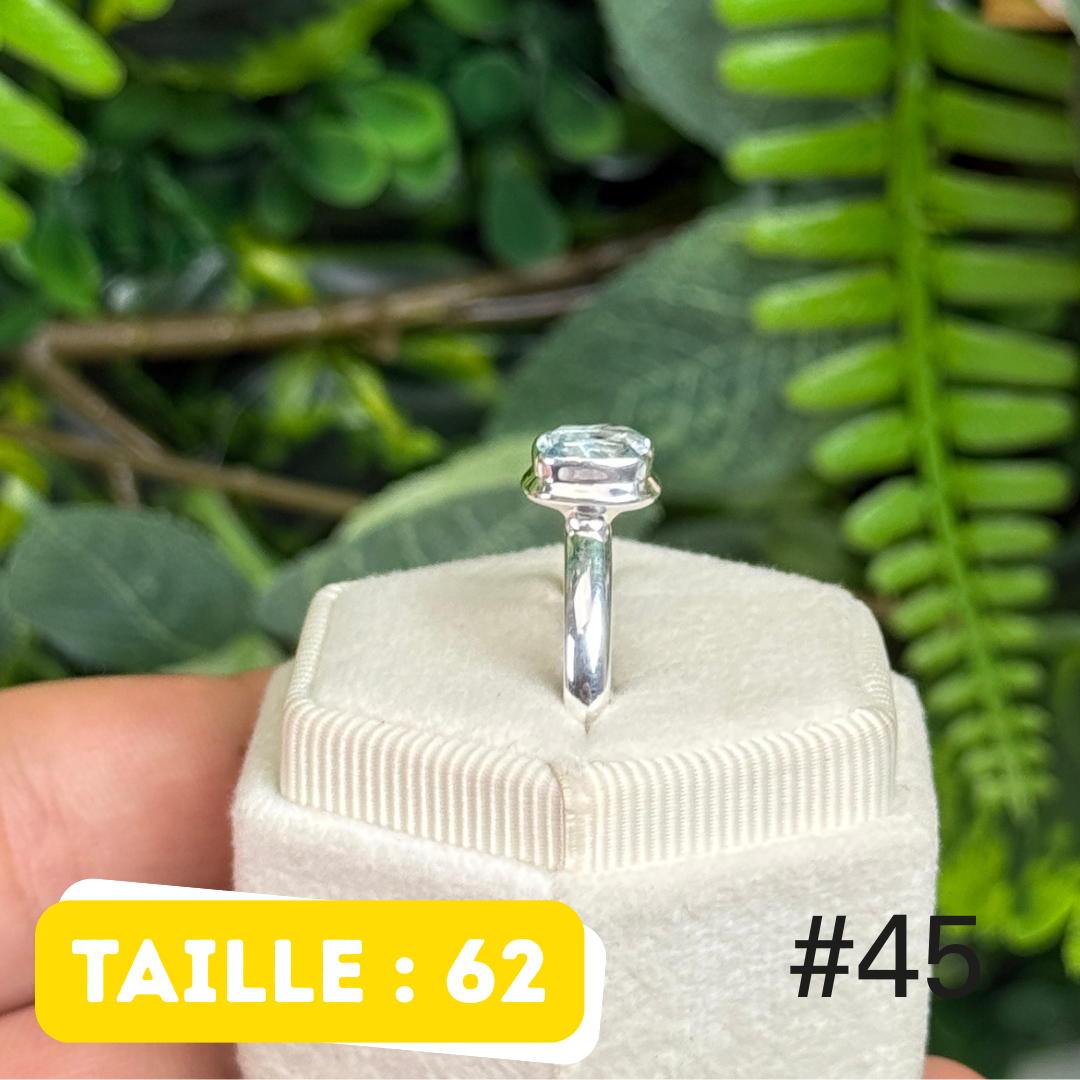 Bague argent 925 aigue-marine facettée #FR45