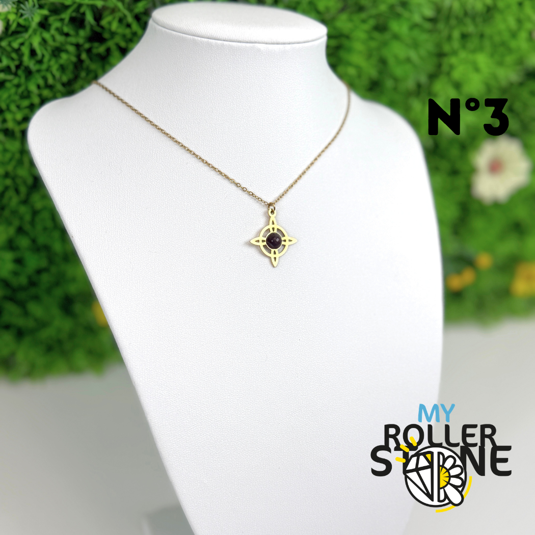 Collier Nœud de Sorcière en Acier Inoxydable & Pierre Naturelle