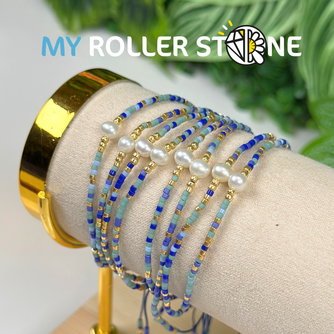 Bracelet Bleu Miyuki réglable Pierre de culture