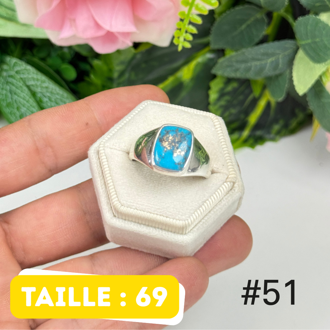 Bague argent 925 turquoise persane Nishapur #TR51