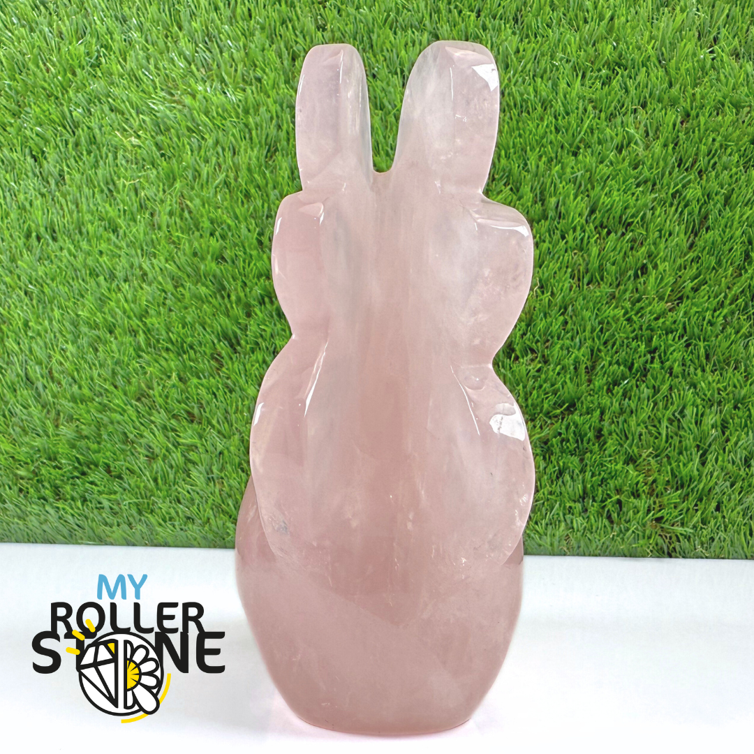Sculpture en Crâne et Ange en Quartz rose