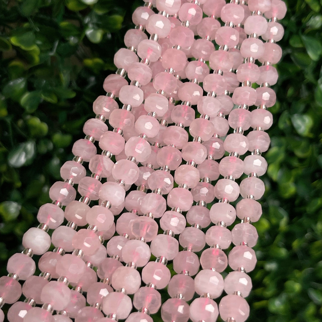 Perles Rondelles Quartz Rose Facettées