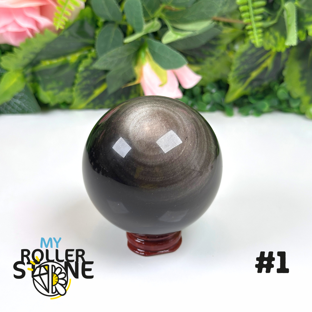 Sphère en Obsidienne argentée
