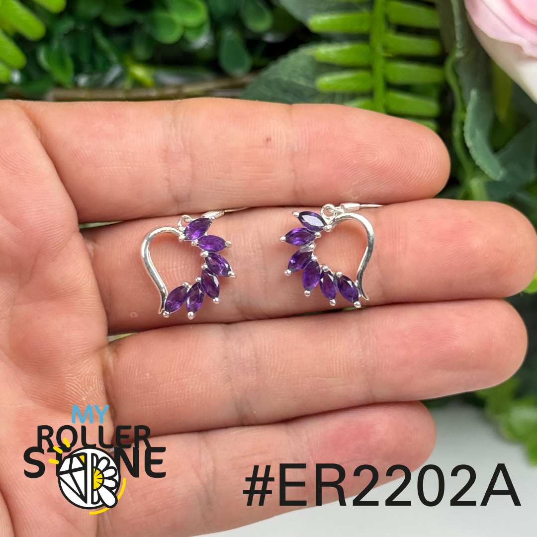Boucles d’oreilles argent 925 améthyste facettée #202A