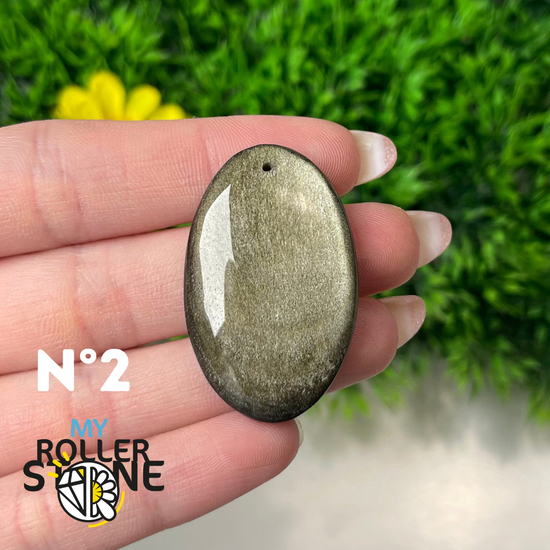 Pendentif Obsidienne dorée 5A percé