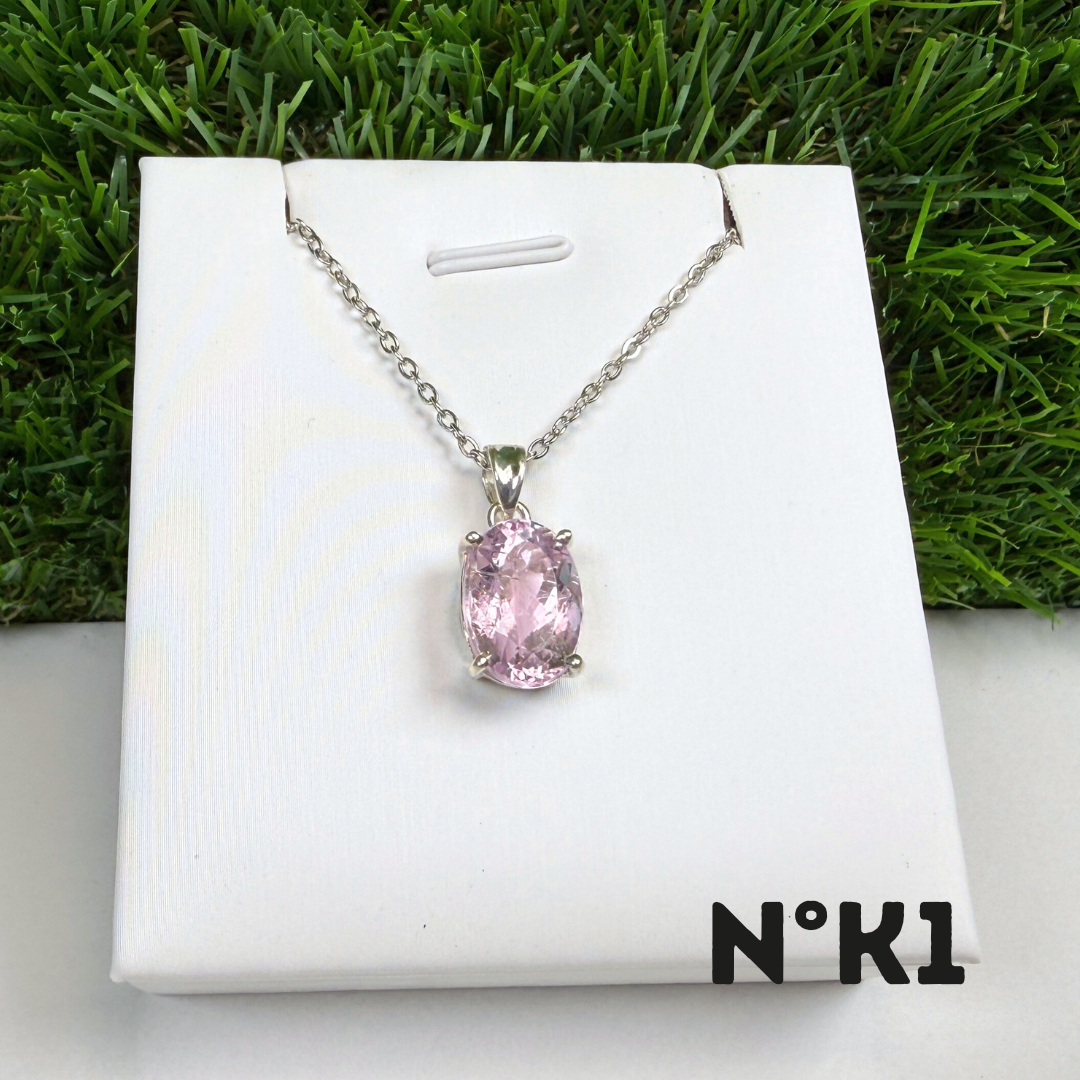 Pendentif Kunzite Qualité Gemme Argent 925 K1