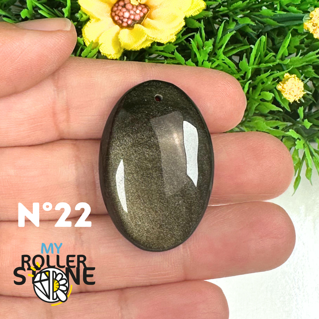 Pendentif Obsidienne dorée 5A percé