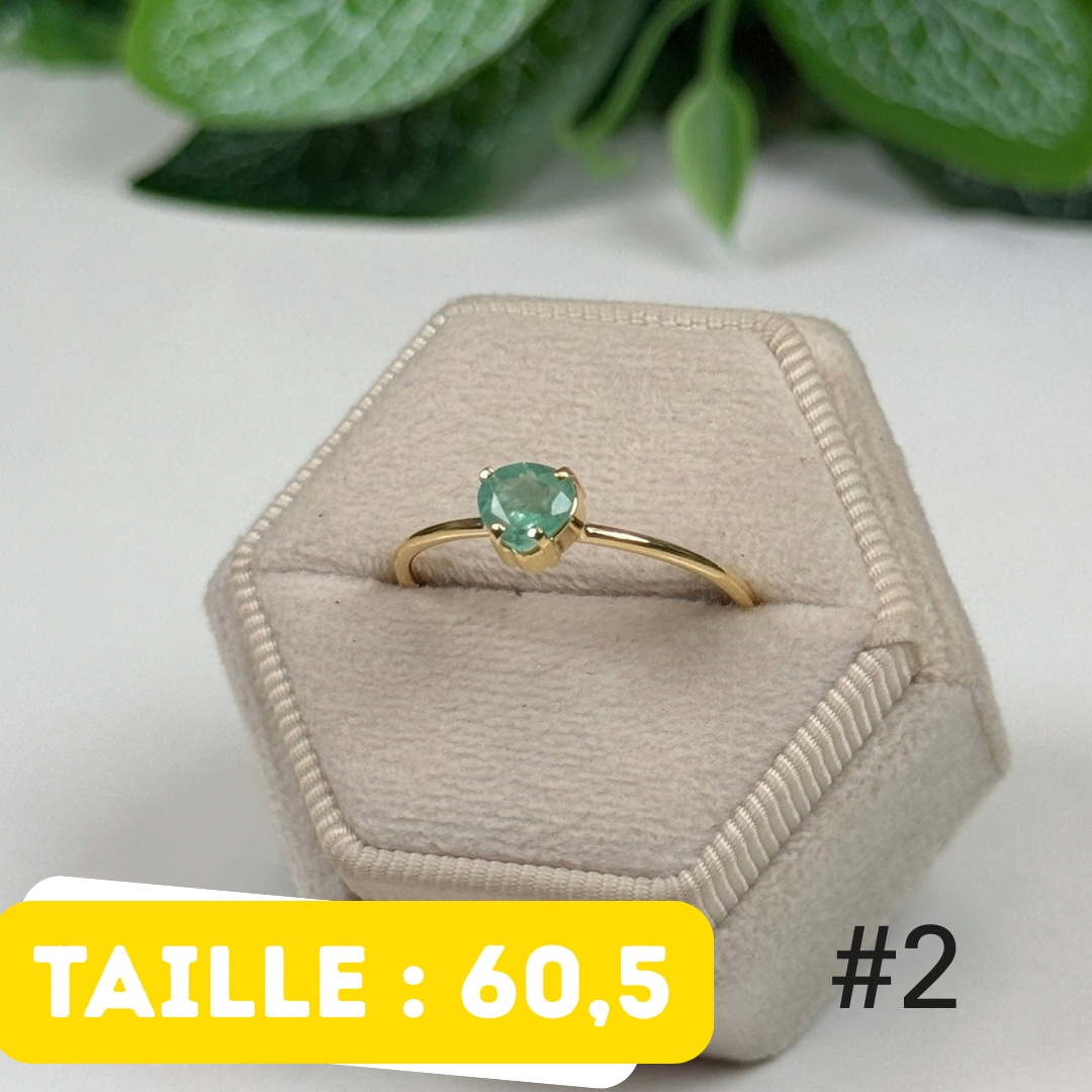 Bague Émeraude Argent 925 Plaqué Or #2