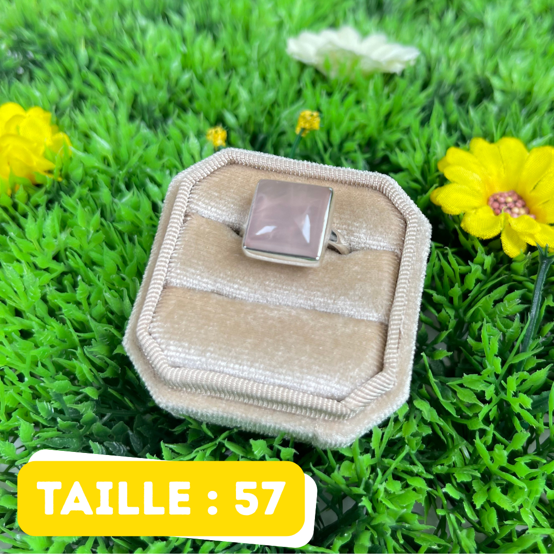 Bague Argent en Quartz rose #103
