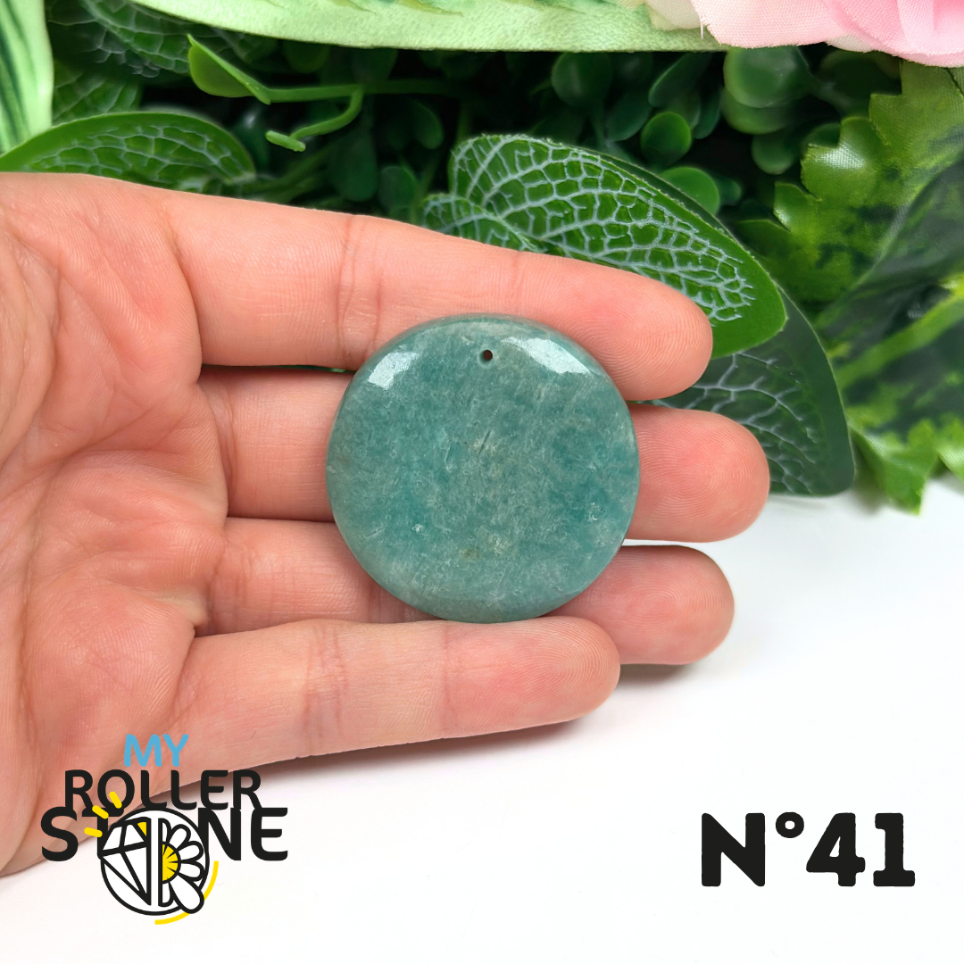 Pendentif Percé Rond Amazonite Bleue 5A