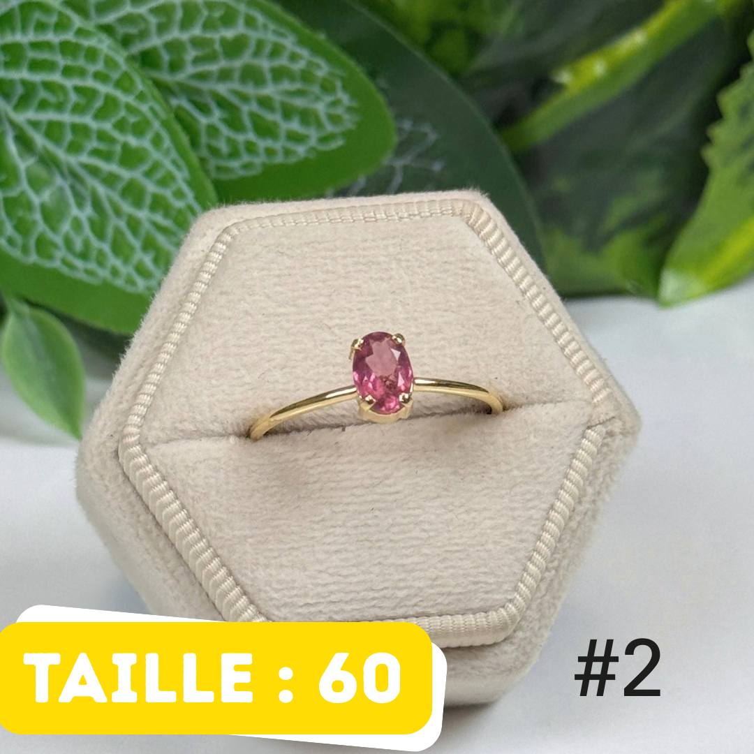 Bague Tourmaline Rose Argent 925 Plaqué Or #2