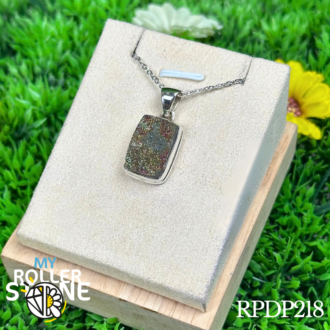 Pendentif en argent Pyrite arc en ciel 