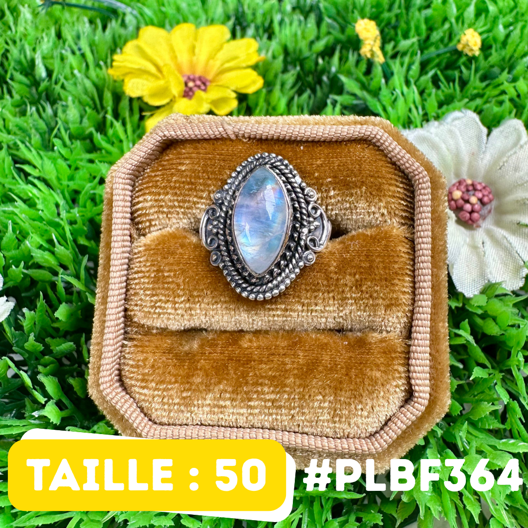 Bague Pierre de Lune Blue Fire #PLBF364