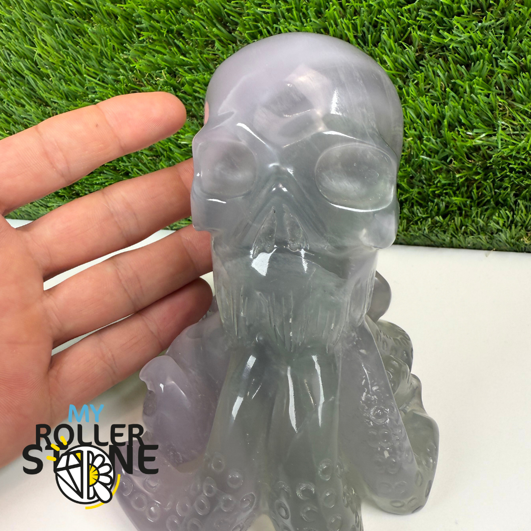 Sculpture en Fluorite Pieuvre crânes