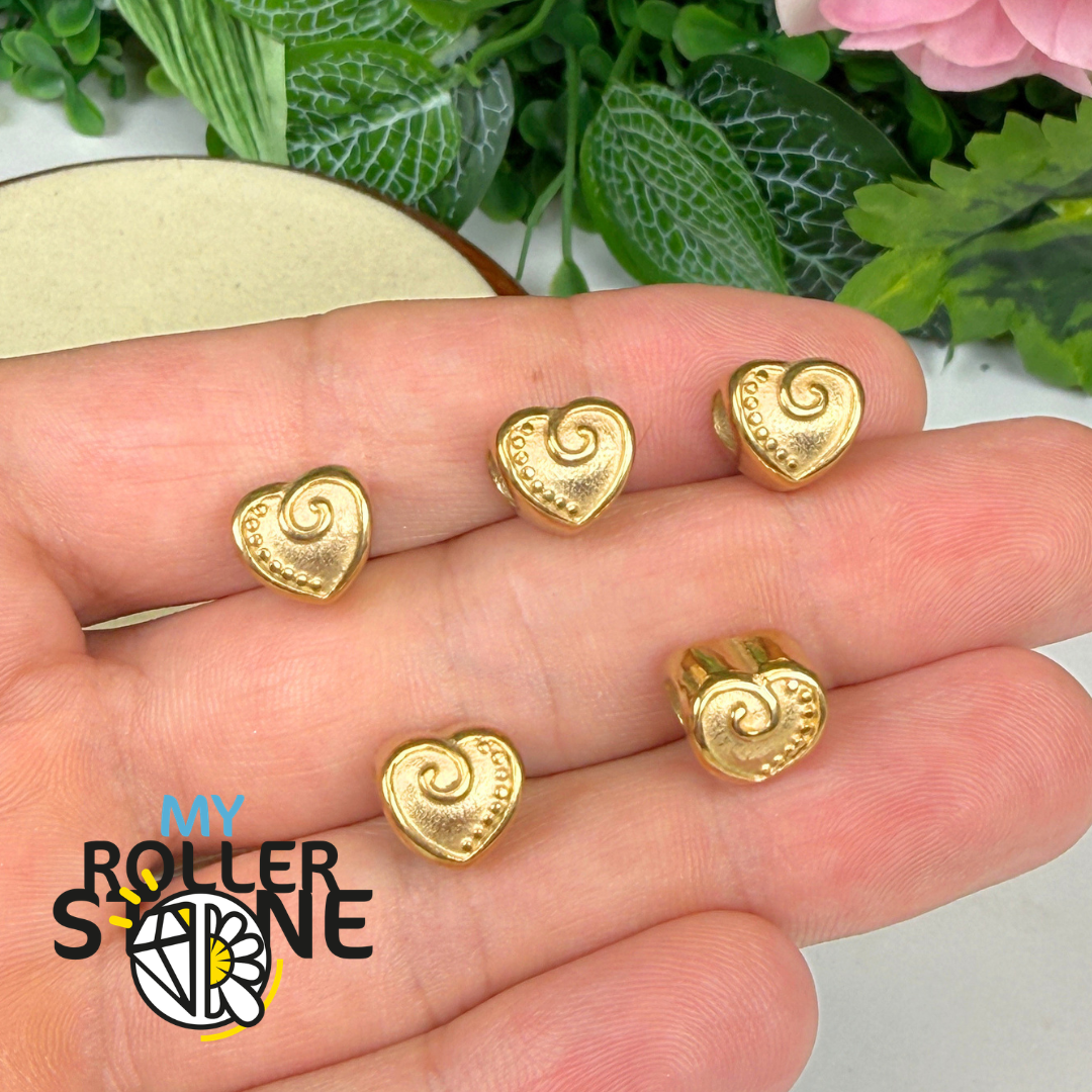 Perle Coeur Spirale Doré