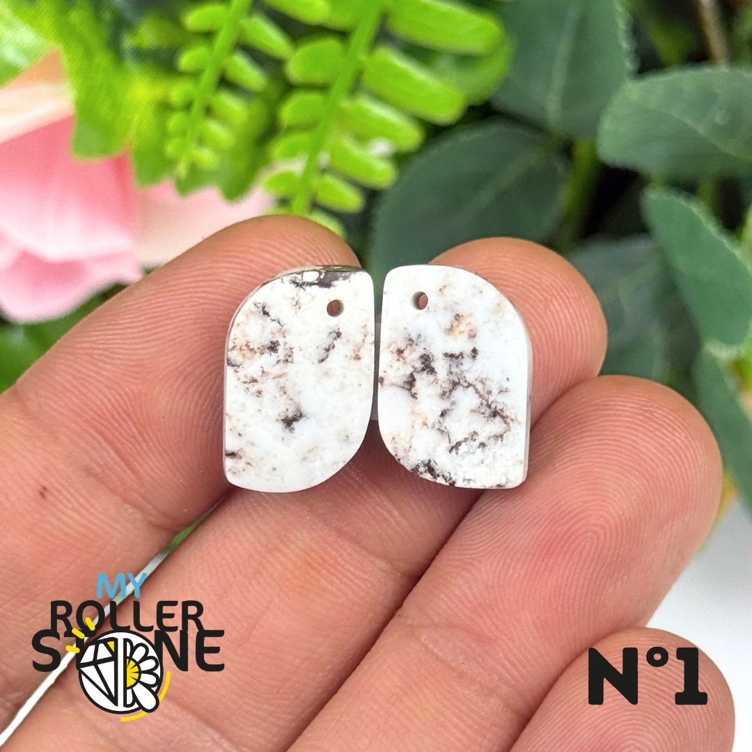 Paire de Cabochon percé en Magnésite Cheval Sauvage pour Boucles d'oreilles