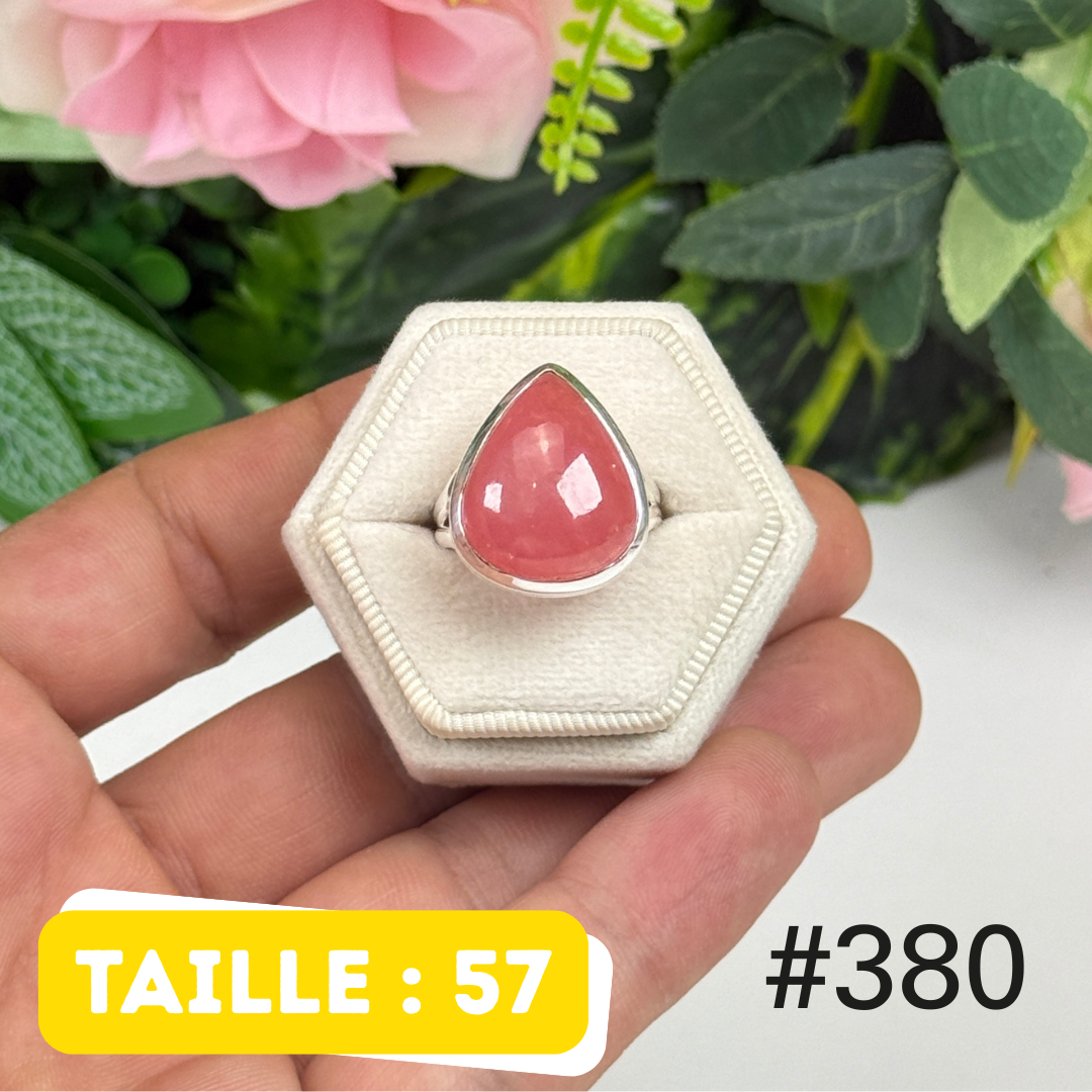 Bague argent 925 rhodochrosite translucide #R380