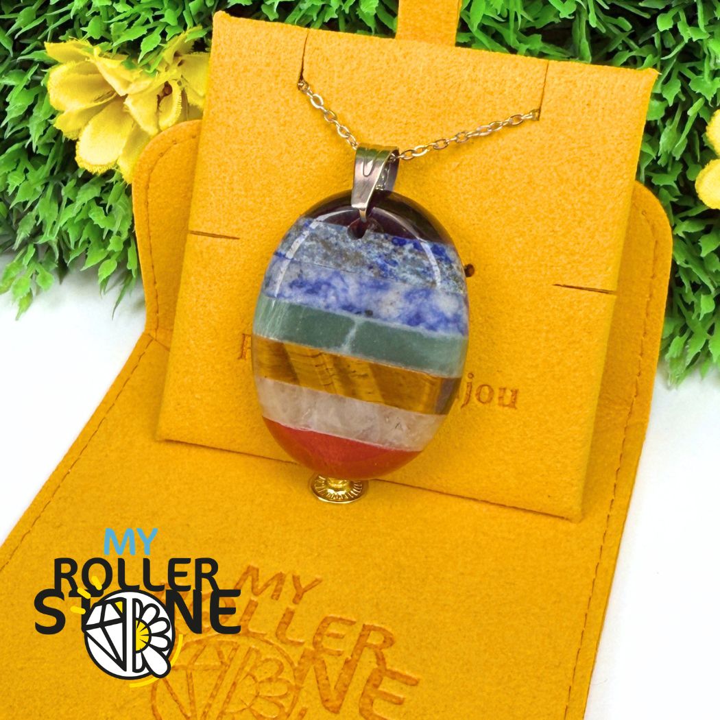 Collier Pendentif 7 chakras ovalisé