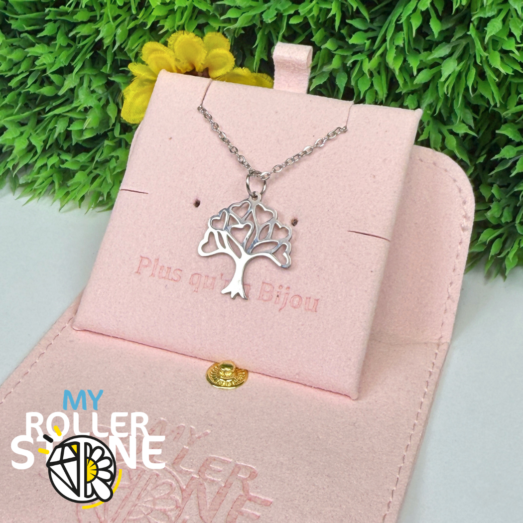 collier Pendentif Arbre de vie Coeur acier inoxydable